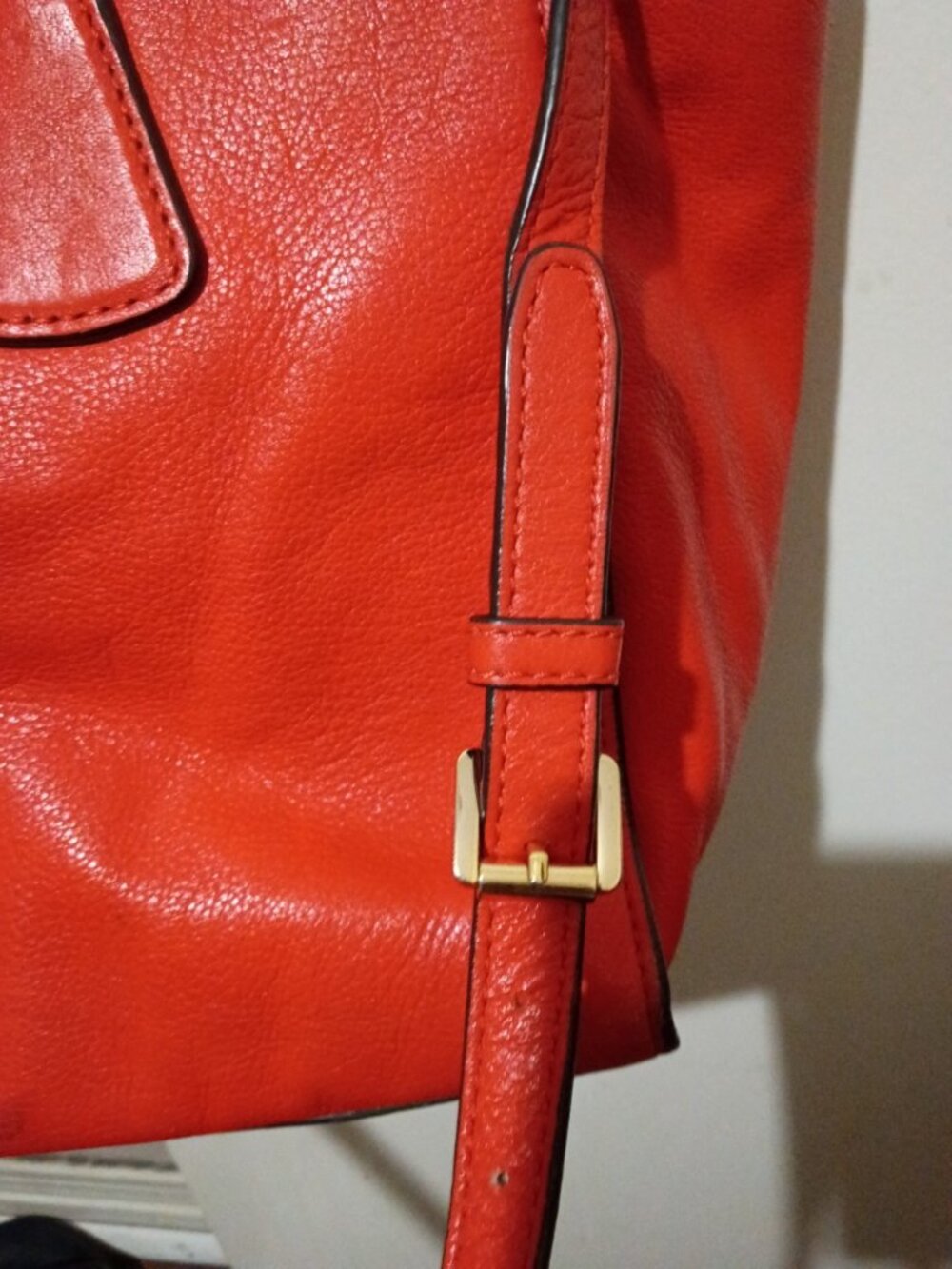 Michael Kors Mandarin Sophie Leather Satchel Large Zip Top Bag Tote Satchel Red - Picture 6 of 16